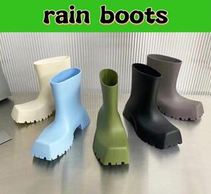 Ny BLCG Trooper Rubber Boot Rain Boots Paris Square Toes Black Beige Olive Grey Mens Designer Booties Luxury Outrole WearResista3308708