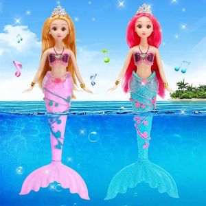 Puppen 36 cm neue 3D Mermaid Princess Doll Luminous Music Mermaid Prinzessin Spielzeug Mädchen Geburtstagsgeschenk S2452201