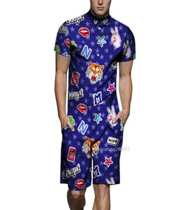 3D -tryck Rompers Men039s kort ärm Jumpsuit PlaySuit Man harem last Oagel One Piece Men Set Board Shorts1714272