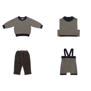 Kids Wool Sweaters 2023 New Winter Bene Baby Boys Girls Cute Stripe Knit Sweater Outwear Tops Clothing L2405 L2405