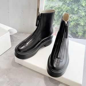 The Row Boots chunky Block Heel Zipper Ongle Boots Slip on Fashion Booties Knight Chelsea Boots Leather Leather Boots Office Office Boots for Womens