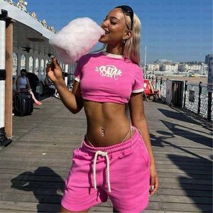 Personalized Fashion Hot Spicy Sweetheart Sexy T-shirt Creative Letter Printing Slim Fit Open Navel Top