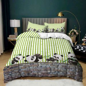 Bedding Sets Black and White Duvet Capa Decoração Panda Conjunto Impresso para crianças Consolador de meninos com casos Size queen size H240521 0CLS