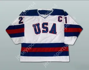 Custom MIKE ERUZIONE 21 TEAM USA WHITE HOCKEY JERSEY Top Stitched S-M-L-XL-XXL-3XL-4XL-5XL-6XL