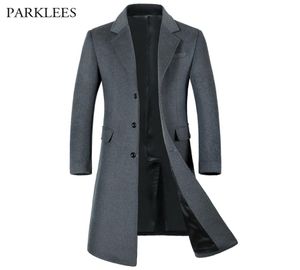 Ganze extra lange Wolle Trench Coat Männer 2017 Winterjacke Männer schlank Fit Men039s Grabenmäntel Eins Breauzierte männliche Windbreake1596120