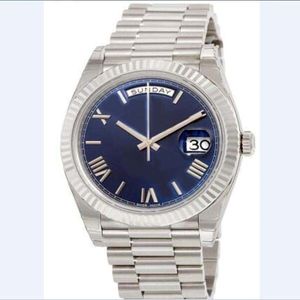 Lyxklockor 40 Blue Dial 18k White Gold Automatic Movement Men's Watch Mens Watch Witche Watche 282n