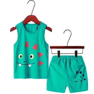 Pajamas Boys pajama set summer sleeveless childrens clothing set baby pajamas childrens pajamas childrens health supplement for 1-10 years WX5.21