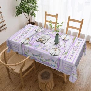 Table Cloth French Vintage Lavender Rococo Boudoir Tablecloth 54x72in Waterproof Decorative Border