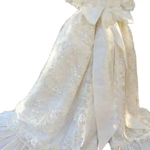 Christening dresses Lolita Christening formal dress with lace sequins for baby and toddler girls shower dress with white ivory bonnet Q240521