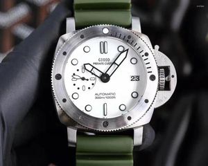 Bilek saatleri lüks erkek mekanik otomatik saat paslanmaz çelik siyah yeşil kauçuk beyaz aydınlık 3 gün gündelik saatler