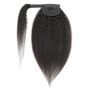 Hook Loop Ponytails Kinky Prosto Brazylijskie peruwiańskie dziewicze ludzkie włosy 8-24 cala yaki naturalny kolor indyjskie włosy ludzkie 100 g włosów exten pEwi