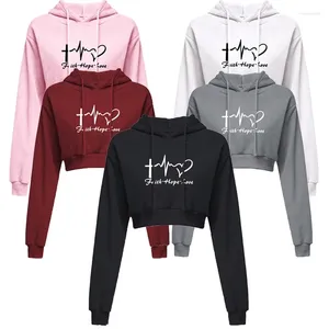 Women's Hoodies Dew Navel Women Fashion Sexy Long Sleeve Cropped Pullover Streetwear Personality Sweatshirt Top 10 Colors