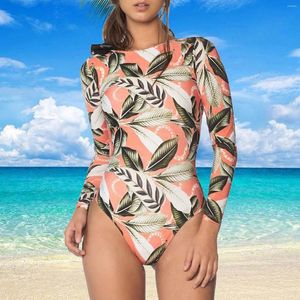 Survi di costumi da bagno femminile immersioni su un pezzo da bagno un pezzo di costume da bagno sexy da bagno surf tuta a maniche lunghe Swim Beach Women