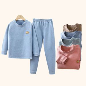 Yeni Sonbahar Kış Kids Pamas Pamas Pamas Çizgili Termal Uyum Giysileri Çocuk Giyim Bebek Uzun Johns Seti L2405 L2405
