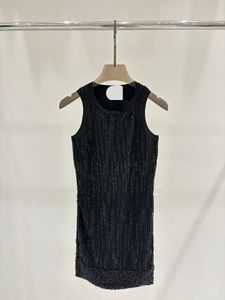 428 2024 Milan Runway Dress Summer Mesh Sleeveless Crew Neck Black Dresses Womens Dress Fashion High quality shun