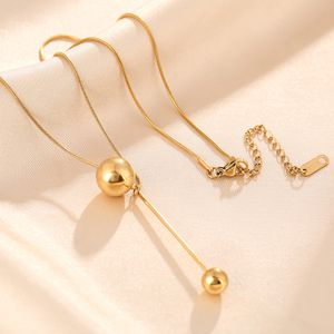 Designer Titanium Steel Necklace Gold Ball High-End Light Luxury Clavicle Chain Nisch Design Girl Jewelry Gift