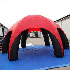 Rote Abdeckzelt 10m Durchmesser (33 Fuß) mit Gebläsebogenmund tragbar 6 Beine Werbung aufblasbarer Spinnenzeltriese Pop -up -Kuppel ohne Seitenwände für Ereignis