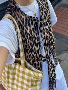 Leopard Print koronkowy kamizelka na kamizelkę Kobiety eleganckie eleganckie vneck puste rękawe dama top letnie podzielone bluzki bluzki 240513