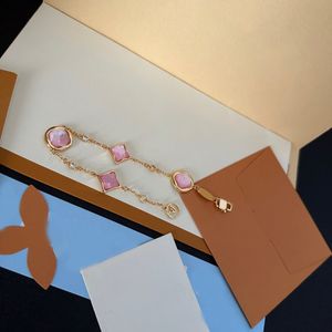 Designer smycken rosa armband fyrbladklöver enkla armband