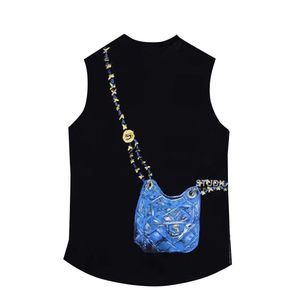 Women men lovers couple summer chains bag print personality designer loose cotton vest tank tops MLXLXXL3XL4XL