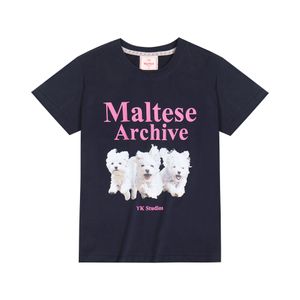 Korean Waikei Three Dog Short Sleeve T-shirt av Kim Yee Lin Samma sommar bomull Löst fit mäns och kvinnors topp t