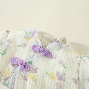 Baby Girl's Dress, New Summer Chinese Style Patchwork Mesh Tassel Short Sleeved Princess Cheongsam i åldern 0-3