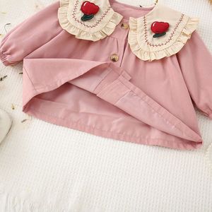 2023 Autumn Jacket New Baby Girl Flowers Doll Neck Korean Solid Cardigan Windbreaker