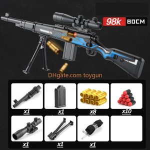 98K Soft Bullets Toy Gun Shell Wyrzucany odłączany pistolet pistolet pianka Model Model Outdoor CS PUBG Gra Propor Durval Collection Prezenty urodzinowe dla chłopców Fidgets Toys