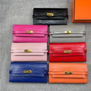 10A Fashion Alligator Quality Holders Gold Card Wallets Hardware Leather Top Bags Long Purse Women Fashion Cowskin Genuine Leather Vsxrx