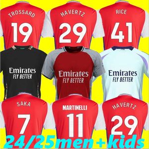 24 25 G.jesus sakaサッカージャージ2024 2025ファンプレーヤーバージョンSmith Rowe Odegaard Martinelli Rice Havertz Tomiyasu Arsen Jersey Top Football Shirt Men Kids Kits