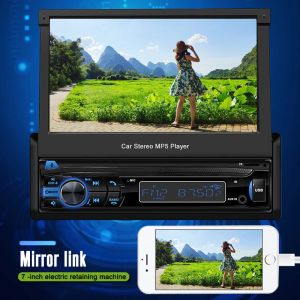 1 Din 7 Inch Car Radio Retractable Car Screen Android Car Stereo GPS Navigation Multimedia Video MP5 Player Universal IPS Audio