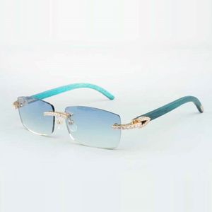Infiniti occhiali da sole Diamond Frame 3524012 con bastoncini di legno verde acqua e lenti da 56 mm 256s