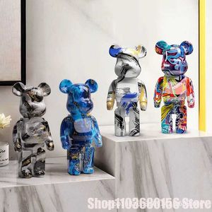 Action Toy Figures Creative Luxury Violent Bear Office Gift Home Decoration Accessories Living Room Bookhelf Kawaii Sculpture H240522