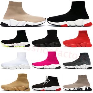 Gratis shoppingdesigner Knit Socks Shoes Speed ​​1.0 Platform Trainers Tripler S Black White Paris Mens Womens Slip-On Classic Loafers Bottes Runner Sneakers 36-45