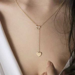 Pendant Necklaces European and American fashion trends personalized new peach heart love pendants womens Y-shaped necklaces wholesale d240531