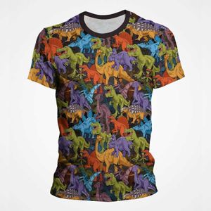 T-shirty męskie letnia kreskówka graffiti dinozaur 11-shirt na męskie koszulka odzieżowa z krótkim rękawem na strefa streetowa na męską koszulkę projektant