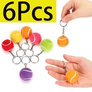 Keychains Landards 6 parçalı mini anahtarlık Tenis Partisi İndirim Tenis Top Keying Tenis Çantası Kolye Sporları Keychain Q240521