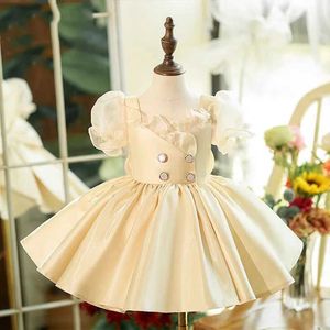 Abiti di battesimo Nuovi bambini Dress da sera principessa Design Bow Design Birthday Baptist Party Eid Girl Dress Q240521