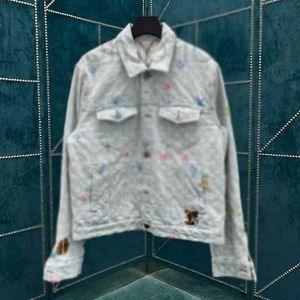 Мужские куртки дизайнер 24SS Модный мужская и женская совместная коллекция Rainbow Письмо Жаккард логотип джинсовые джинсы Set 8m3v