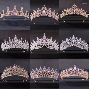 Headpieces Purple Crystal Tiaras And Crowns Headband For Women Bride Rhinestone Prom Diadem Bridal Wedding Hair Accessories Jewelry Crown
