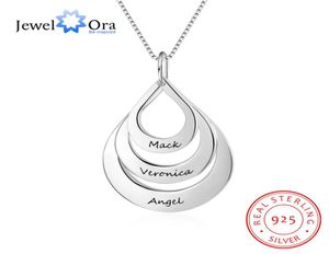 Colar de nomes de grava personalizados de gotas de água 925 colares de prata esterlina Pingents Gift for Mom Jewelora NE1023778638506