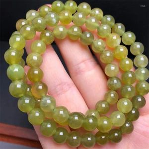 Link Bracelets 7.8MM Natural Xiuyan Jade Triple Circle Bracelet Crystal For Women Fortune Energy String Amulet Jewelry Healing Gift