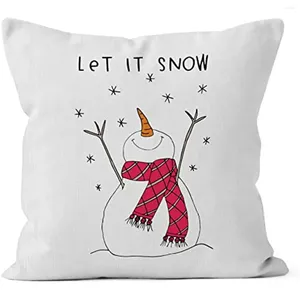 Pillow Christmas Let It Snow Snowman Dekoracyjna poduszka na poduszkę na okładkę dla sofy do łóżka wystrój domu18 x 18 cali