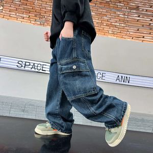 Autumn New Children's Fashion Work Jeans Boys' Korean casual pants high quality boy trouser boys blue jeans L2405