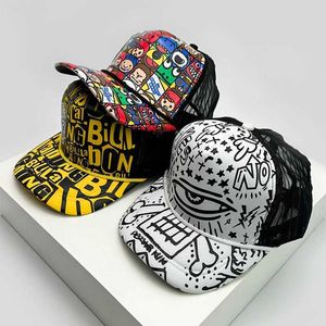 Ball Caps New Fashion Mens Printed Cartoon Baseball CS Breathable Sunset Edition Корейский хип -хоп полу сетчатой шляпы на тренде улица J240522