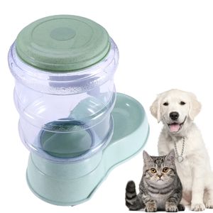 Automatisk husdjursmat dryck dispenser hund katt plastmatare vatten skålskål 38l (grön)