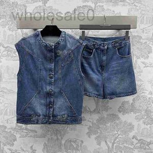 Dwuczęściowe spodnie Designer Spring/Summer New Ch Art Style przemysł ciężki naklejka na naklejkę dżinsową kamizelkę