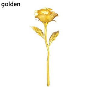 Decorative Objects Figurines Galaxy Rose Eternal 24K Gold Foil Plastic Artificial Valentines Day Gift Beautiful Flower Decoration H240521