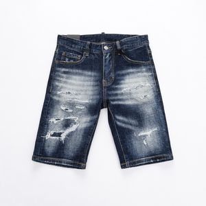 TR APSTAR D2 MEN MEN BLUE DENIM SORTS Summer Holes Шорты высокого качества мужского растяжения DSQ Джинсовые джинсы Шорты 8474