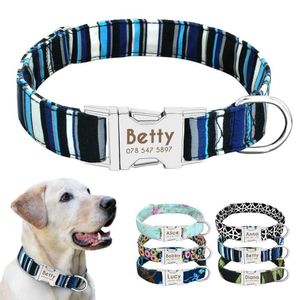 Colarinho de cachorro colarinho colarinho nylon personalizado id ett de identificação gravada Pet Cat Antilost Para cães grandes pequenos grandes H240522